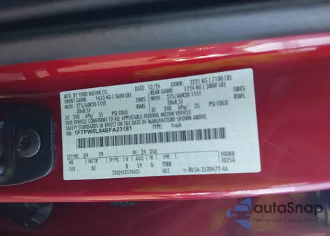 2025 Ford F-150 King Ranch from USA, damaged, VIN 1FTFW6L84SFA23181